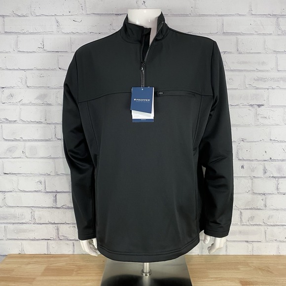 Propper Sweater Men's Large Kinetic 1/4 Quarter Zip Pullover Black Quick Dry NWT - Picture 1 of 13